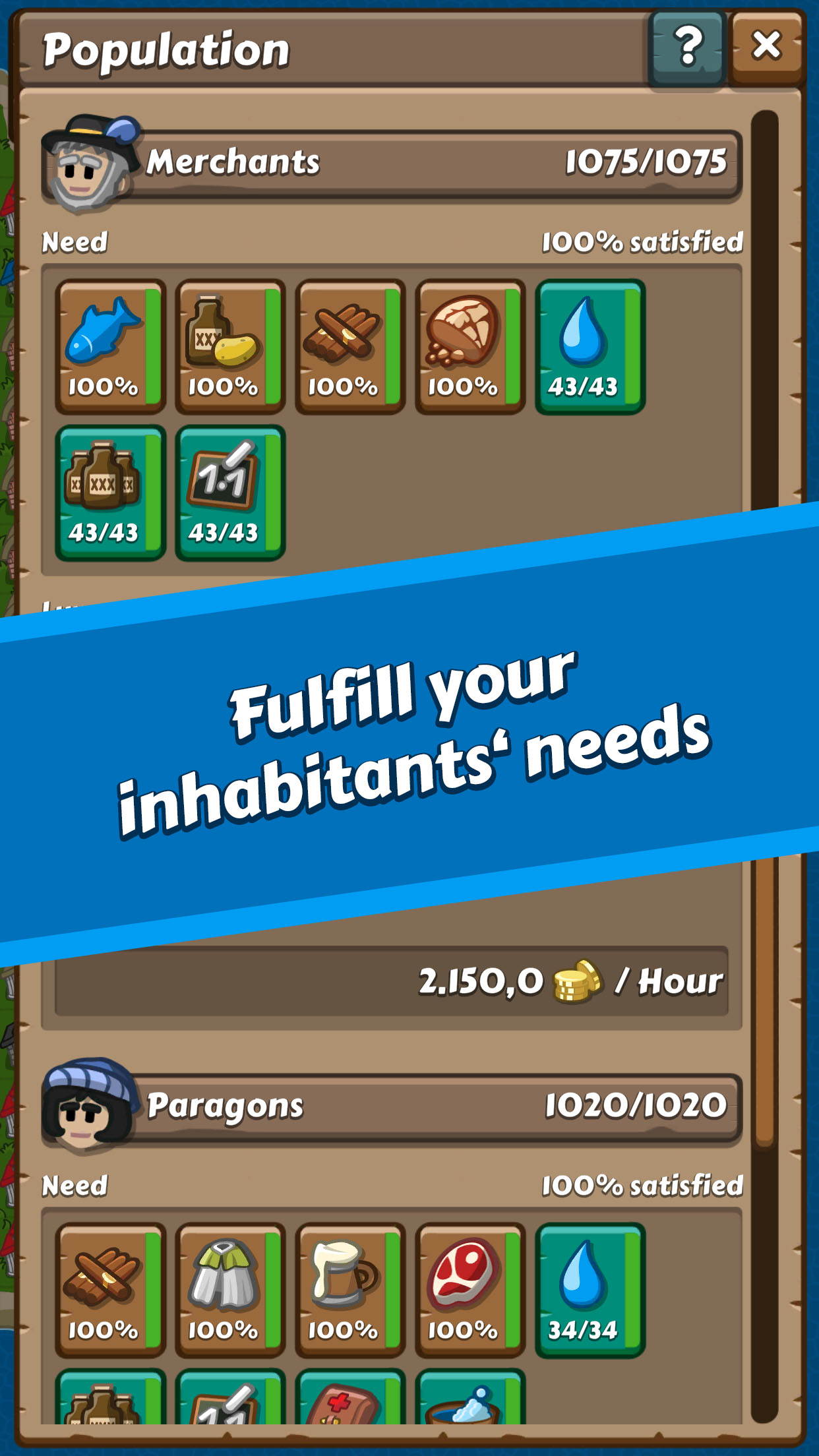 Screenshot Fulfill your inhabitants needs