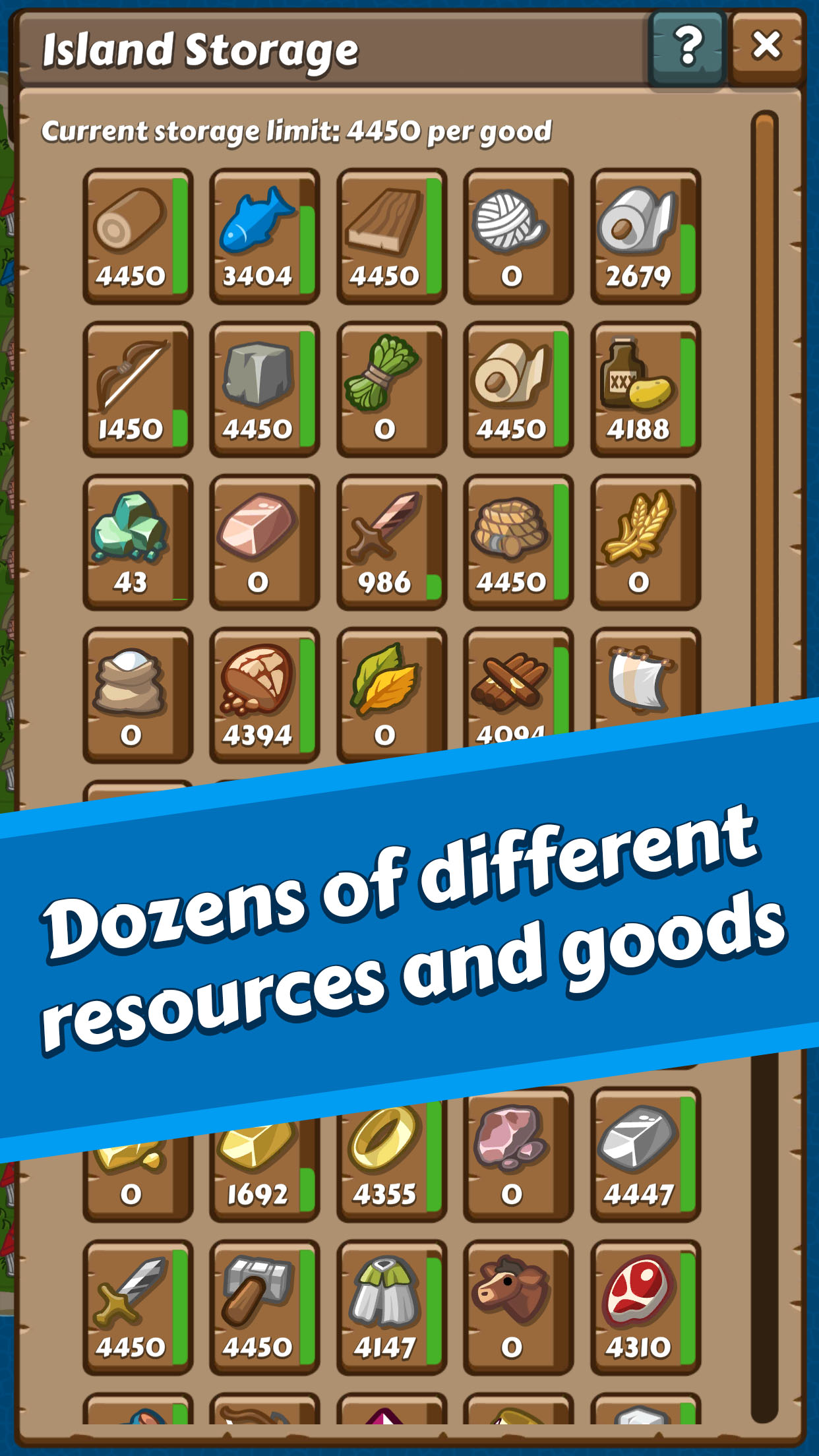 Screenshot Dozens of different resources and goods