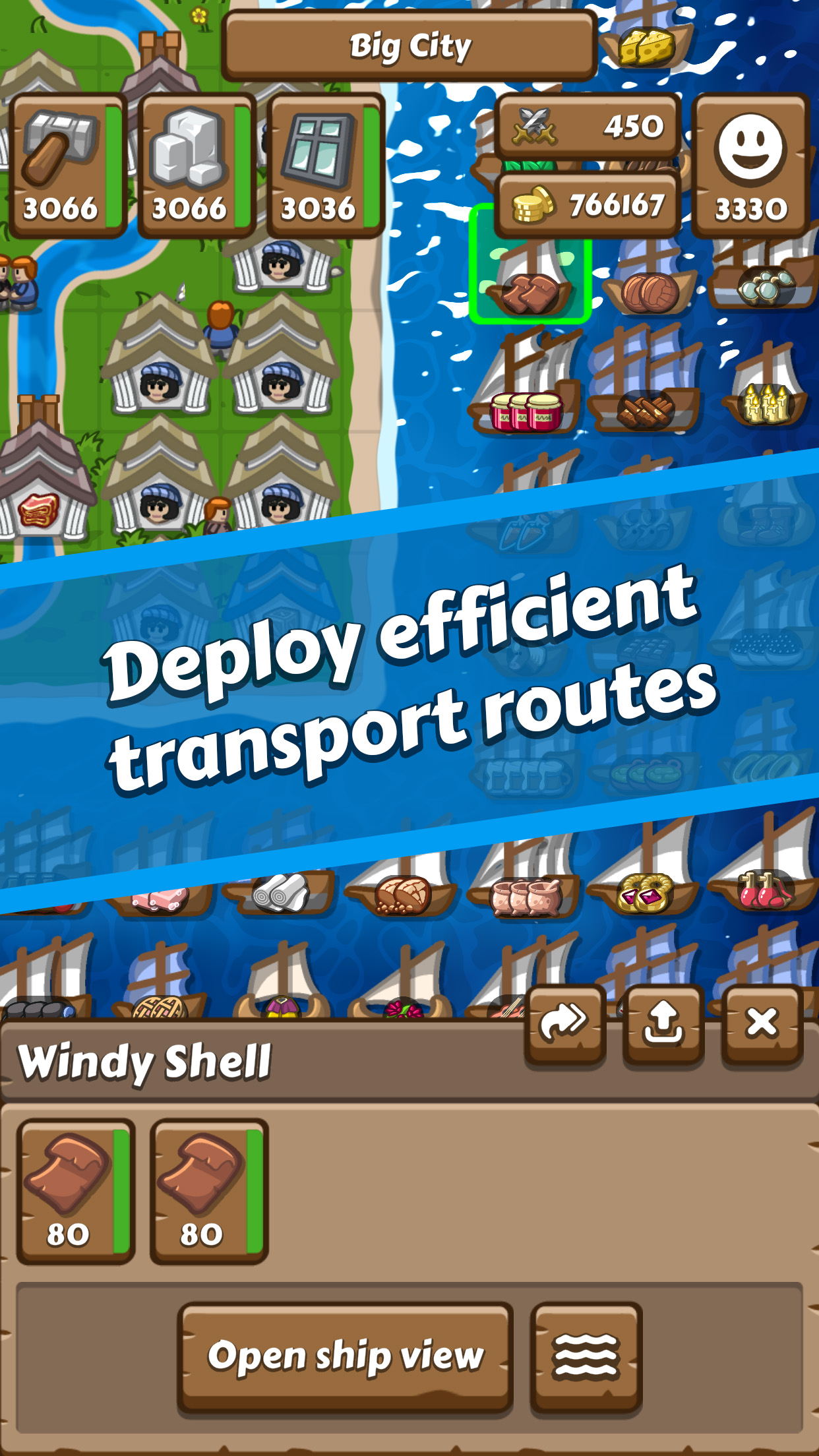 Screenshot Deploy efficient transport routes